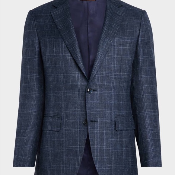 Canali Kei Tonal Plaid Wool Silk Unlined  Sports Coat Blazer - Picture 2 of 10